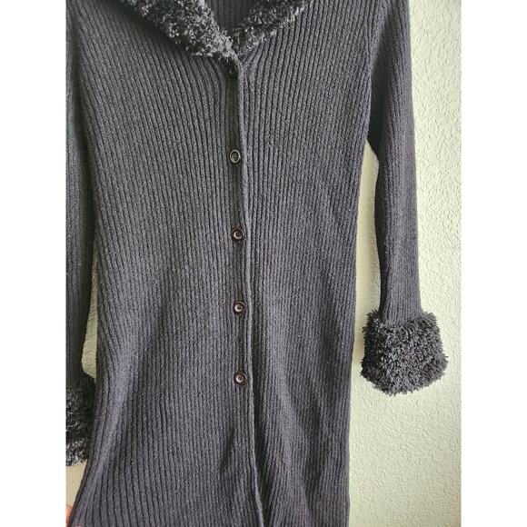 Y2k Georgiou Studio Women's Faux Fur Trim Long Sweater-Small - Picture 3 of 5